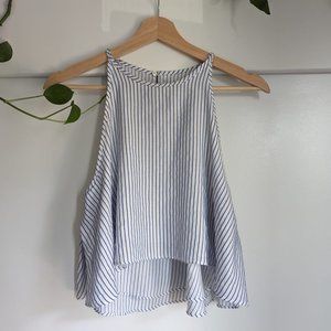 Zara Basic White and Blue Stripped Summer Party Top